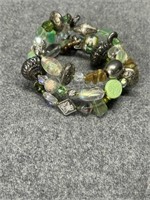 Bracelet w/Glass Beads, Sterling Cat Charm & More