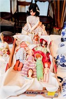 Flat of Assorted Dolls & Doll on Stand