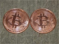 Pair of 2021 Copper 1 oz  BitCoins