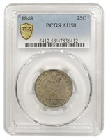 PCGS AU-58 1848 Quarter