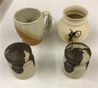 Pottery Salt & Pepper Shakers & Cups
