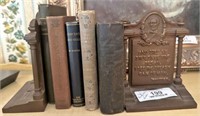 Metal Bookends and Old Books