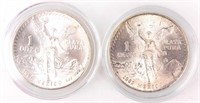 Coin 2 Mexican 1 Ounce .999 Fine Silver BU