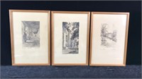 3 Framed Etchings Eskey, Brothers