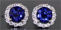 10kt Gold 2.20 ct Sapphire & Diamond Earrings