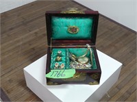 Vintage Jewelry Box and contents 5x4x3