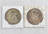 (2) 1967 CONFEDERATION ONTARIO CANADA COINS