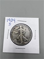 1934-S Walking Liberty Silver Half Dollar