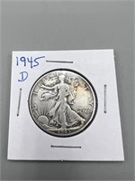 1945-D Walking Liberty Silver Half Dollar