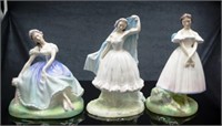Three early Royal Doulton lady figures