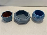3- blue flower pots