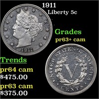 1911 Liberty 5c Grades Select+ Proof Cameo