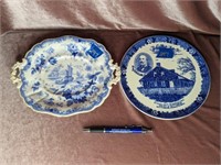 Early American Blue & White Platter - 9" ;