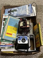 Box lot of misc items including vintage cameras