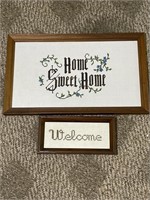 2 Framed Cross Stitch wall hangings