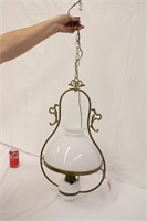 Hanging Lamp w/ Milk Glass Shade ~ Not Tested