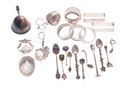 Assorted silver spoons & napkin rings