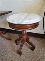 SMALL MARBLE TOP TABLE - 14"DIAM X 20"H