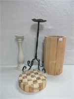 NEAT CANDLE STAND AND WOODENWARE