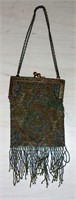 1900-1920's French Silk and Metal Beaded Purse