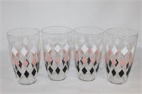 Libbey Diamond Set of 4 Glasses Harlequin Pattern