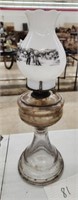 Vintage Oil lamp 19" - currier Ives glabe