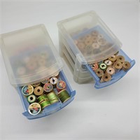 Pair of Small Organizers Full of Vintage Thread
