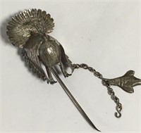 Sterling Silver Turkey Stick Pin