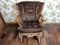 Arm Chair Tufted Upholstered Wood Framed