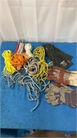Assorted Ropes & Gloves