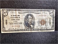 1929 $5 National Currency - Chicago, IL