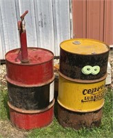 (2) Empty Barrels & Pump
