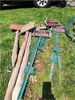 Posted signs, garden hoses