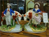 Pair of Staffordshire figures depicting a farm