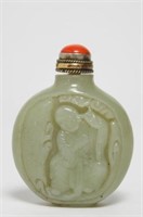 Chinese Celadon Jade Carved Snuff Bottle