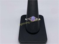 STERLING SILVER PINK OPAL RING