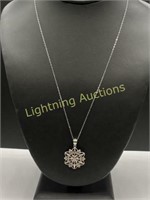 14K WHITE GOLD NECKLACE WITH 10K WHITE GOLD CHAIN
