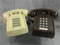 2 Vintage Push Button Desk Telephones