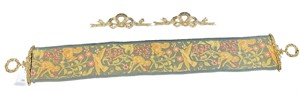 Tapestry & Pair of Brass Ornate Hangers