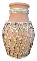 Terracotta w/ Rattan Floor Vase