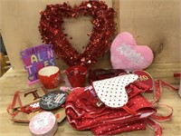 Box lot of Valentines decorations
