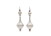 Antique silver drop fluted finial earrings