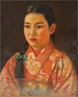 1950 MS Hardesty Japanese Girl in Kimono O/C