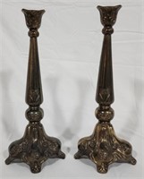 Pair of Ornate Metal Candlestick Holders