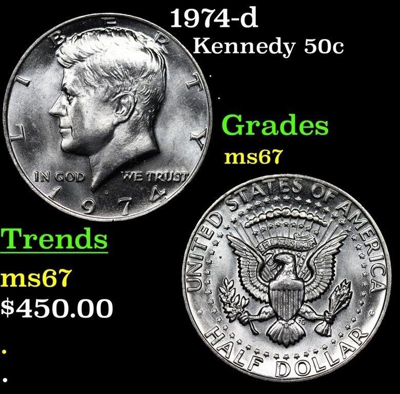 1974-d Kennedy Half Dollar 50c Grades GEM++ Unc