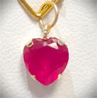 $200 10K  Heart Shape Ruby(1.5ct) Pendant