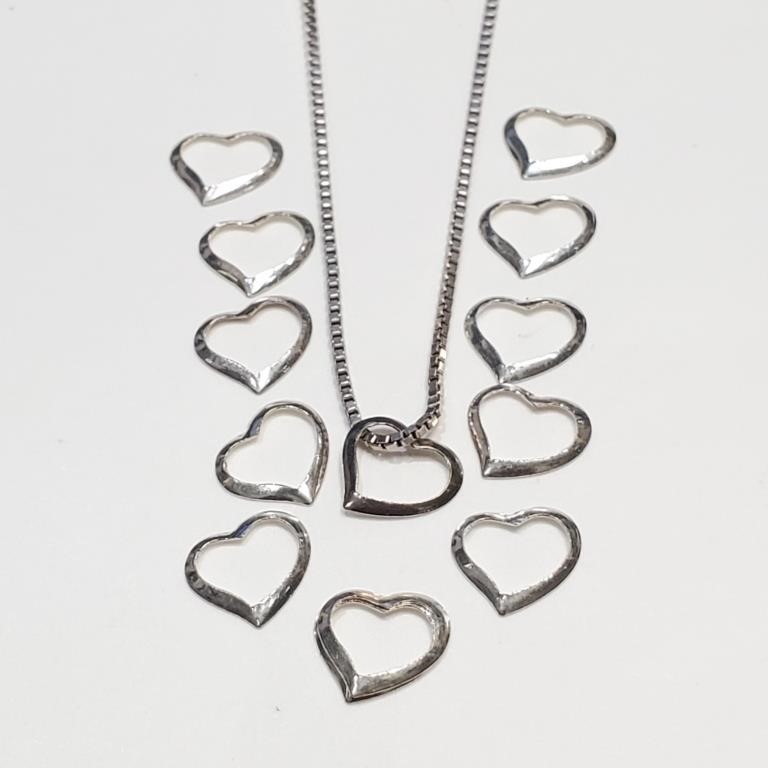 $50 Silver Pack Of 12 Floating Heart Pendant With