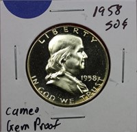 1958 Proof Franklin Half Dollar Cameo Gem