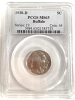 1938-D Buffalo Nickel PCGS MS65