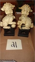 (2) Vintage Chinese Resin Foo Dog Figurines